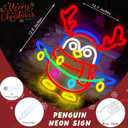 Christmas Penguin Neon Sign Holiday Theme Penguin LED Light Neon Christmas Lights Dimmable Colorful Lighting for Bedroom Wall Decor Unique Gift Idea(12.9 * 12.8inch)