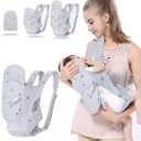 4-in-1 Baby Carrier Newborn to Toddler, Soft Baby Wrap Carrier for Newborn,Shoulder Strap Grid Breathable Infant Sling,Carrier Toddler Carrier Baby Wraps Carrier forGirl and Boy 8-45 lbsGrey