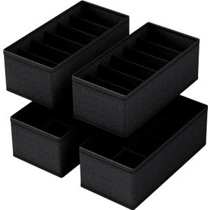 4 PACK Sock Underwear Drawer Organizer Dividers, Collapsible Cabinet Closet Storage Boxes for Clothes, Socks, Lingerie, Underwear, Tie, Belt,Bedroomedroom