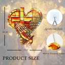 Christian Suncatcher Stained Glass, Christian Suncatcher for Women, Cross Suncatchers for Windows Hanging (Heart Shape)