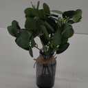 Artificial Eucalyptus Stems in Black Vase with Faux Water, 15" Fake Eucalyptus Leaves for Centerpiece Table Bathroom Shelves Kitchen Farmhouse Wedding Home Greenery Decor, Grey Green (Black Grey Green)
