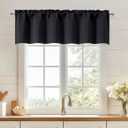 OWENIE Black Valances for Windows, Small Blackout Curtains for Kitchen Bedroom Living Room, Rod Pocket Privacy Modern Solid Short Window Treatment Valance Bathroom Panels, 60" Wx14 L,1 Piece