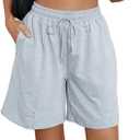 Womens Plus Size Lounge Shorts High Waisted Cotton Sweat Shorts Loose Fit Linen Shorts Casual Summer Shorts Grey, XXL