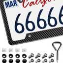 Real Carbon Fiber License Plate Frame, High Gloss Finish License Plate Holder with Mounting Tools, Car License Plate Cover Fit for US, Canada Vehicles(Wide Edge 1 Pack)