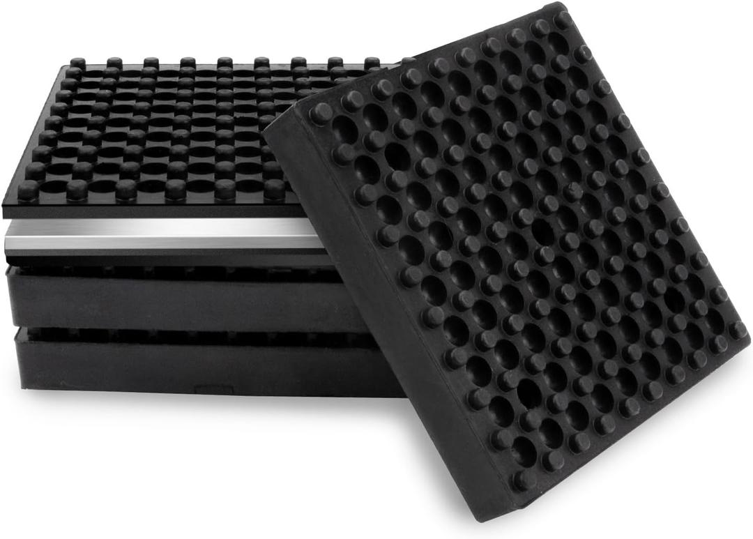 4 Pack Exercise Equipment Mat, Heavy Duty Thick Steel Embedded Rubber Pad, for Treadmills, Washing Machines, dryers, Non Slip Noise Reduction, 4 x 4 x 0.8 Inches