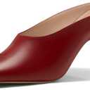 Coutgo Women's Kitten Heels Slide Sandals Open Peep Toe Heeled Mules Slip On Summer Dress Shoes, Apricot, size 11