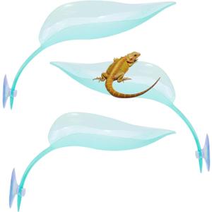 Delllala Crested Gecko Tank AccessoriesCrested Gecko HideFrog Habitat PlatformGecko Wall Climbing Toy &Reptile Branches3PCS (Light Blue)