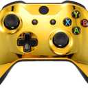 EXtremeRate Chrome Gold Front Housing Shell Faceplate for Xbox One S & Xbox One X Controller (Model 1708) - Controller NOT Included