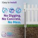 3ft H x 6ft W (1 Panel + 1 Post) No Dig WamBam Newport Fence Kit, White Vinyl Picket Fences, Easy Install Outdoor Fencing for Backyard or Patio, DIY Decorative Border, ZP19002