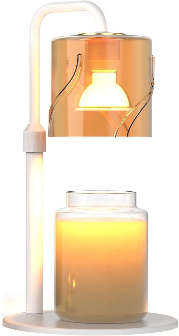 Candle Warmer Lamp with Timer Dimmer, with 2 Bulbs,Adjustable Height,Mothers Day Gifts for Mom,Birthday Gifts for Women,for Yankee Jars,for Room Home Decor (White)