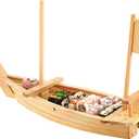 Juexica Wooden Sushi Boat Serving Tray Japanese Sushi Plate for Restaurant Sushi Tray Wood Serving Boat Plate for Food Display Home Wedding Birthday Party (Light Wood Color, 24 Inch)