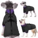 Kuoser Dog Coat Warm Dog Jacket with Harness Built in, Windproof Dog Cold Weather Coats Dog Winter Snowsuit with Zipper, Soft Dog Turtleneck Padded Vest Pet Thermal Clothes Medium Black and Purple