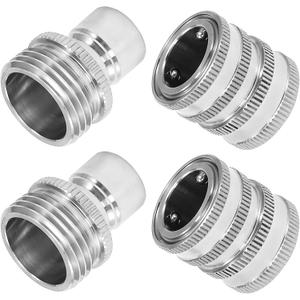 M MINGLE Garden Hose Quick Connect Fittings, 3/4 Inch GHT Stainless Steel, Quick Connector Set, 2-Pack
