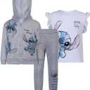 Disney Lilo & Stitch Girls Zip up Hoodie, T-Shirt and Pants Set for Toddlers and Big Kids (12)