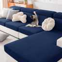 hyha Waterproof Couch Cushion Covers, Waterproof Sectional Couch Covers for Cushion Sofa for Pets, Stretch Sofa Slipcover Washable with Elastic Bottom(Back Cover M, Navy)