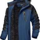 TACVASEN Men's Winter Skiing Jackets Water Resistant Fleece Coats Insulated Thermal Snowboard Jacket Parka Raincoat with Hood (#215 Denim Blue)