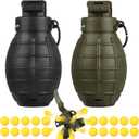 Tactical Toy Hand Grenade Bomb for Nerf CS Battle Game,2Pcs Fun Impact Pull Ring Fall Resistant Refillable Grenade Toy with 20 Foam Ammo for 14+ Outdoor Sport