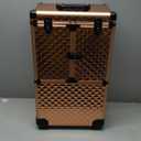 Adazzo Professional Makeup Artist Rolling Train Case Multi-functional Cosmetic Train Case Large Trolley Storage Case for Nail Technicians Cosmetology Case for Hairstylist Rose Gold