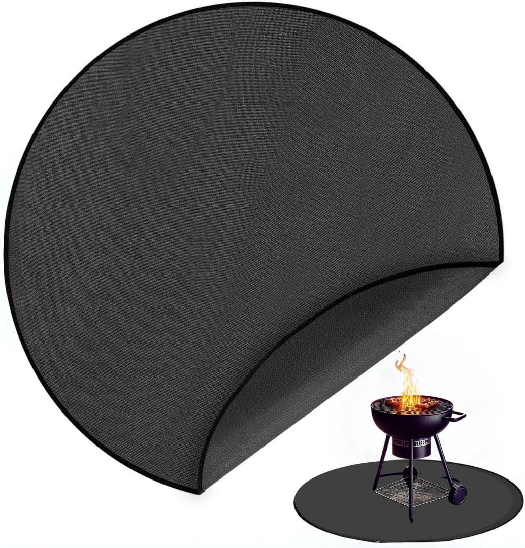 Round Under Grill mat (60") for Outdoor Grill, BBQ, Smokers, kamados, Solo Stove, fireplaces/fire Pit mat. Deck, Grass, Floor and Patio Protector, Heat Resistant, Fireproof, Oil Proof, Waterproof.