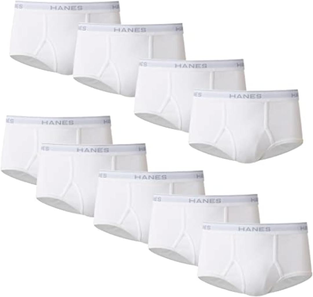 Hanes Men's Underwear Briefs Pack, Cool & Breathable Cotton Briefs, Moisture-Wicking Underwear, Men's Briefs (Large, White)
