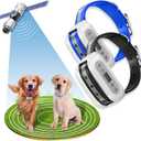 GPS Wireless Dog Fence System for 2 Dog, Electric Satellite Technology Pet Containment System by GPS Signal Boundary Pets with Waterproof & Rechargeable Collar Receiver (White)