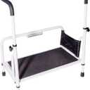 Stander Step-Stool, Portable Step with Adjustable Handles for Seniors and Elderly Adults, Extra Wide Heavy Duty Step-Ladder for Fall Prevention, Grab Bars, Motion Activated LED Light, White
