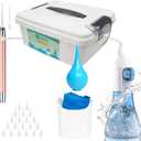 Ear Wax Removal Tool, Ear Cleaning Kits Safe Ear Irrigation Kit Ear Flush Kit for Adults Kids, Ear Wax Washer Device with LED Earwax Spoon, Basin, Bulb, Curette Kit, Towel, Tips, Storage Box Blue (Medium(26pcs accs))