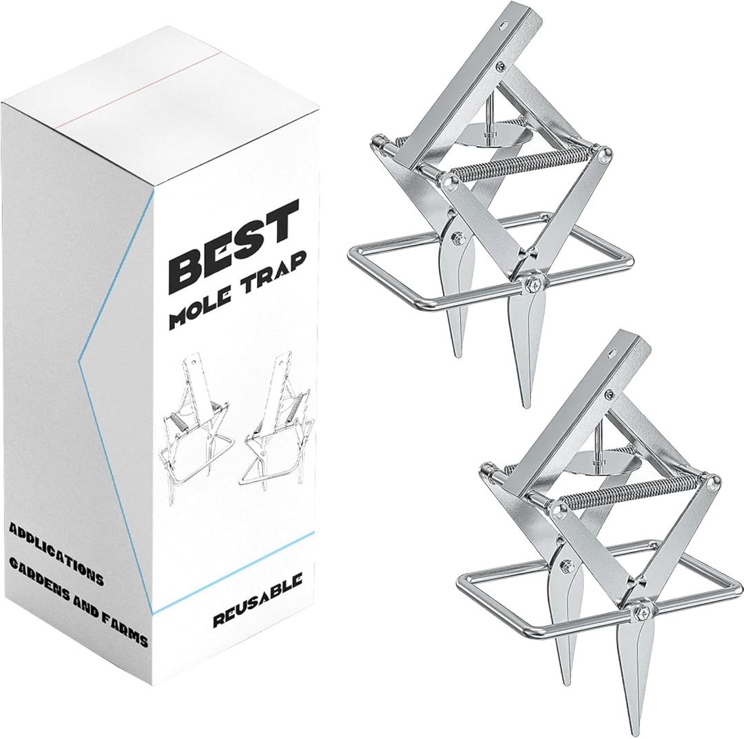 2 Pack Mole Traps, Scissor Mole Trap, Reusable Metal Material Easily Catches Moles, Rats, Chipmunks, Etc.