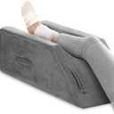 UBBCARE Leg Elevation Pillow for Leg/Knee Surgery Recovery, Memory Foam Leg Pillow with Velvet Washable Cover, Small Grey (Small Grey(25.5"9.4"7.5"))