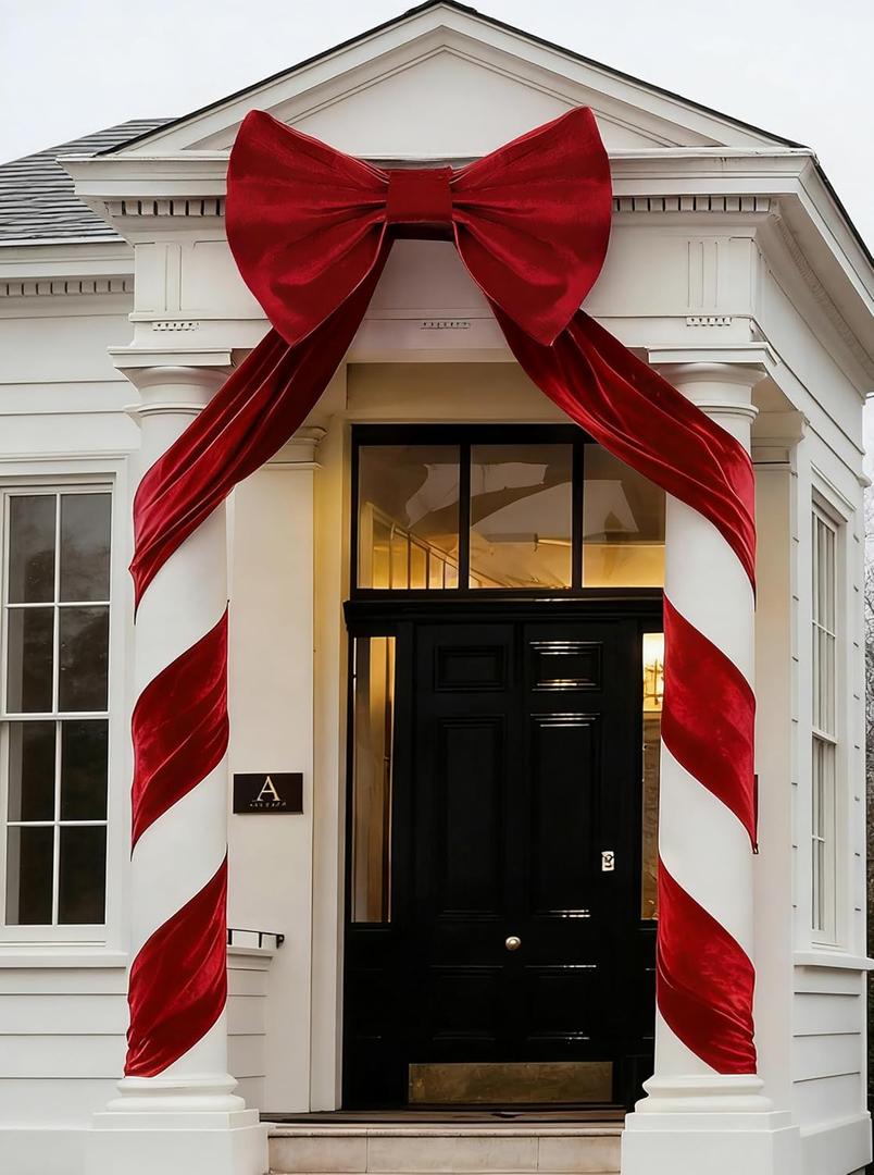 32 x 250 in Big Red Bow Easter Tree Topper Bow Giant 3D Velvet Ribbon Bows Decor for Party Birthday Christmas Home Decorations (One Size)