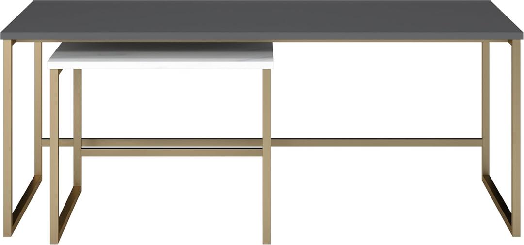 CosmoLiving by Cosmopolitan Scarlett Nesting Coffee and End Tables, Graphite Gray and White Marble - Graphite Grey