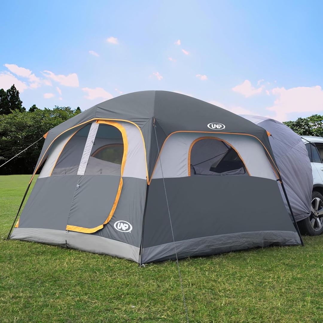 UNP SUV Tent for Camping, 6-Person SUV Tailgate Tent - Easy Set Up with Rainfly, 10'x9'x78in(H) (Gray)