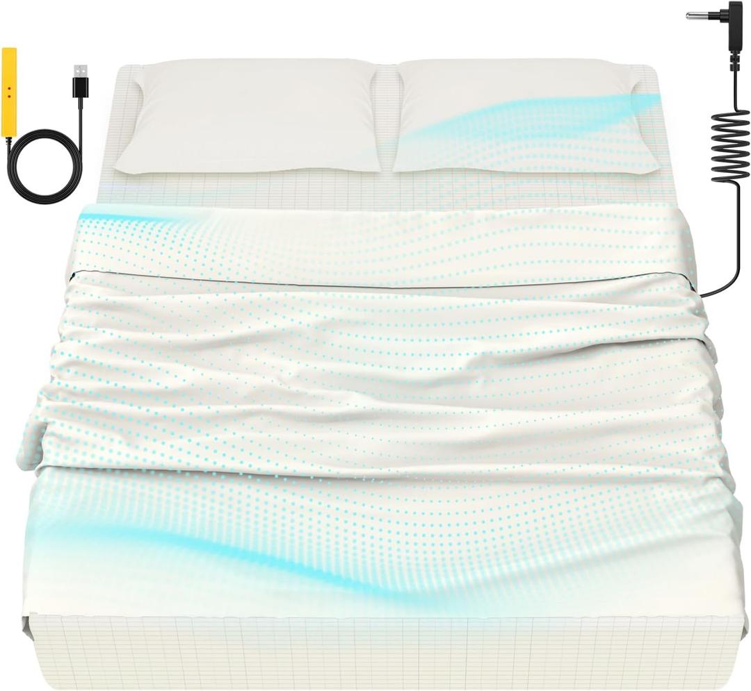 HLLBLL Grounding Bedding Sheet Set, Bed Sheets and Pillowcase Set, 90% Organic Cotton+10% Pure Silver Organic Fitted Grounded Sheet for Improved Sleep, Pain Relief (White, King XL(78 * 80 * 15inch))