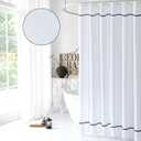youngseahome White Shower Curtain with Black Border, Modern Chic Faux Linen Fabric Shower Curtains for Bathroom and Hotel,72 x 84 Inches