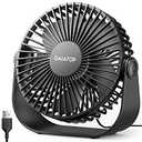 Gaiatop USB Desk Fan, 3 Speeds Strong Airflow, 5.5 Inch Portable 90° Rotate Quiet Cooling, Small Personal Table Fans for Bedroom Home Office Travel Black