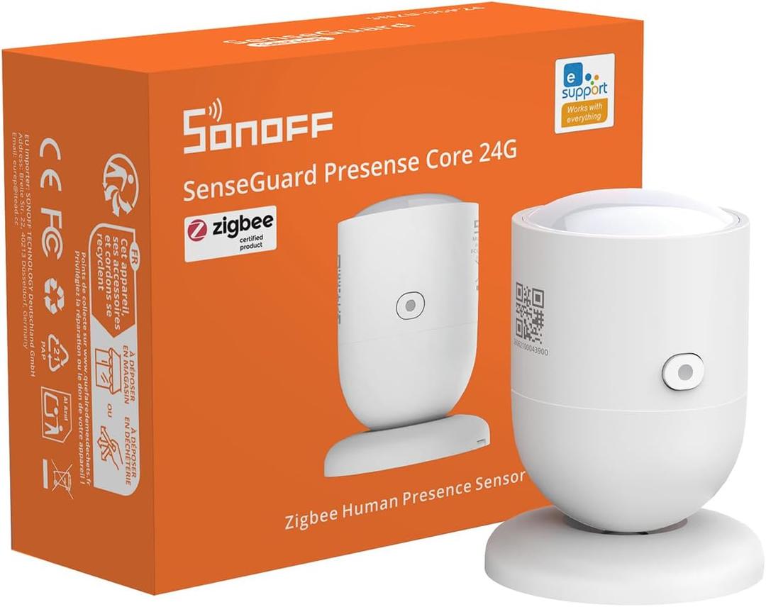 SONOFF SNZB-06P24 Zigbee Presence Sensor, 24GHz mmWave & Light Sensor, Zone Positioning, Self-Learning Calibration, Ceiling Mount, Works with Home Assistant, Alexa, SmartThings, Hub Required