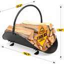AMAGABELI GARDEN & HOME Fireplace Log Holder Indoor Firewood Basket Holder Carrier Metal Wood Rack for Fire Wood Outdoor Storage Organizer