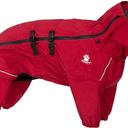 Dog Raincoat, Waterproof Winter Coat with Reflective Tape and Leash Holes, Lightweight &Windproof Jacket with Elasticized Belly and Cuff Designs,Red Dog Raincoat with Side Zipper