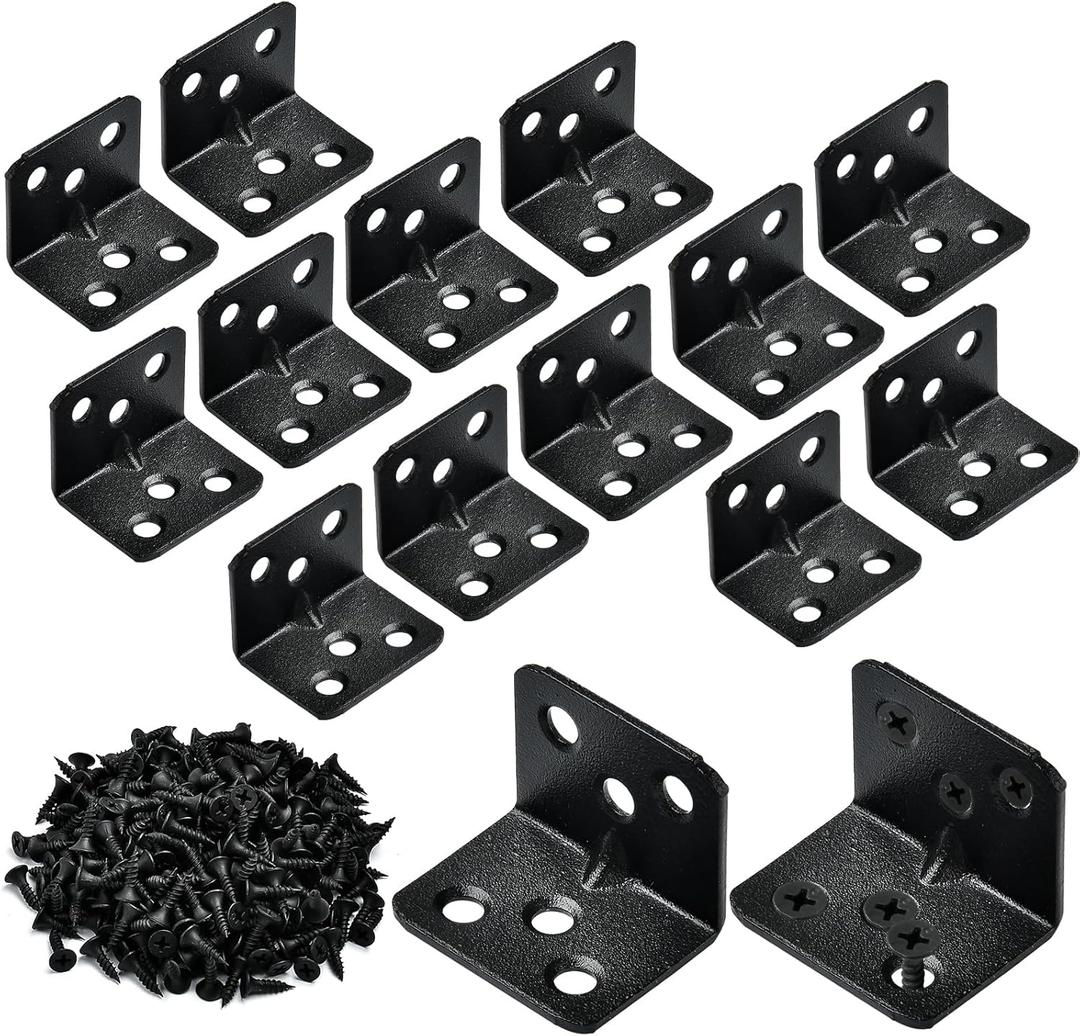50 Pcs L Bracket Corner Bracket, lron L Brackets for Wood, Corner Brackets with 300 Pcs Screws, Angle Brackets for Raised Bed Table Leg Wood Frame Cabinet, Black 50 Pcs L Bracket Corner Bracket, lron L Brackets for Wood, Corner Brackets with 300 Pcs Screws, Angle Brackets for Raised Bed Table Leg Wood Frame Cabinet, Black