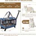 Rolling Cat Carrier with Detachable Wheels, Soft Sided, Blue