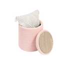 ZOLANOful Round Boucle Storage Ottoman, Sherpa Teddy Fabric Ottoman Footstool with Reversible Tray Lid, Folding Footrest with Storage for Living Room, Bedroom, Dorm, Pink, 14.6" x 14.6" x 17.7"