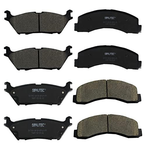 SIPAUTEC-Front and Rear Brake Pad Set 4-Wheel Set Ceramic Disc Brake Pads Replacement For 2015/2016/2017/2018/2019/2020 Ford F-150 With Electric Parking Brakes