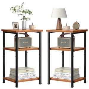 OLIXIS 3-Tier Small Side Tables for Small Spaces, Set of 2