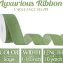 2 x MEEDEE Sage Green Velvet Ribbon 1.5 Inch Single Face Nylon Velvet Ribbon 10 Yards Spool Light Green Ribbons for Christmas Tree, Gift Wrappig, Rustic Wreath, Velvet Bow, Hair Bows, Home Decor