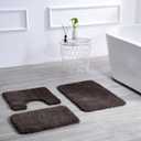 3 Pieces Luxury Bathroom Rug Set with U-Shaped Toilet Rug, Non-Slip Rubber Bottom, Thick Microfiber Fluffy Plush, Water absorption, Quick Dry, Ultra Soft, Bath Mats for Bathroom, Tub(Chocolate)