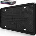 Intermerge License Plate Frame Holder  Universal American Auto Silicone License Plate Cover RustProof,RattleProof,WeatherProof with 3 Drainage Holes Car Black License Plate Frame Black
