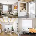 Zebra Roller Window Blinds,Custom Cut to Size,Roller Blinds Dual Layer Roller Shade Blinds, White,Fixed 72 InchesHigh,49 Inches Width