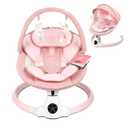 Uuoeebb Baby Swing for Infants, Portable Electric Baby Swings with Bluetooth, 5 Swing Speed, 10 Lullabies, 5-Point Harness, Remote Control & Touch Panel - Infant Swing for Indoor & Outdoor Use, Pink
