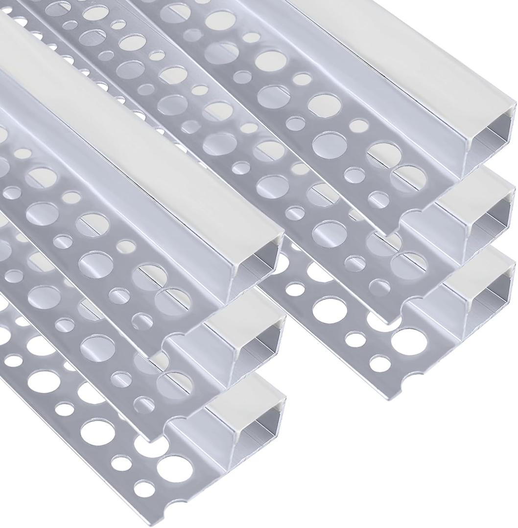 inShareplus Plaster-in LED Channel, 3.3ft/1M 6Pack LED Aluminium Channel with Milky Diffuser, Trimless Recessed Single-Sided Aluminum Profile LED Strip Diffuser for Under Cabinet and Corners of Wall