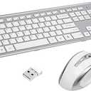 Wireless Keyboard and Mouse Combo USB 2.4G Wireless Keyboard Compatible Windows Desktop Laptop Office Business Silver White
